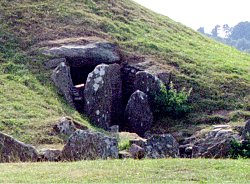 the entrance to the original mound at the north-east, Bryn-Celli-Ddu Dolmen, Anglesey
