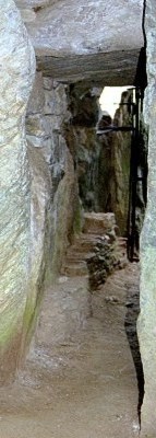view from the central chamber looking out towards the north-eas, Bryn-Celli-Ddu Dolmen, Anglesey