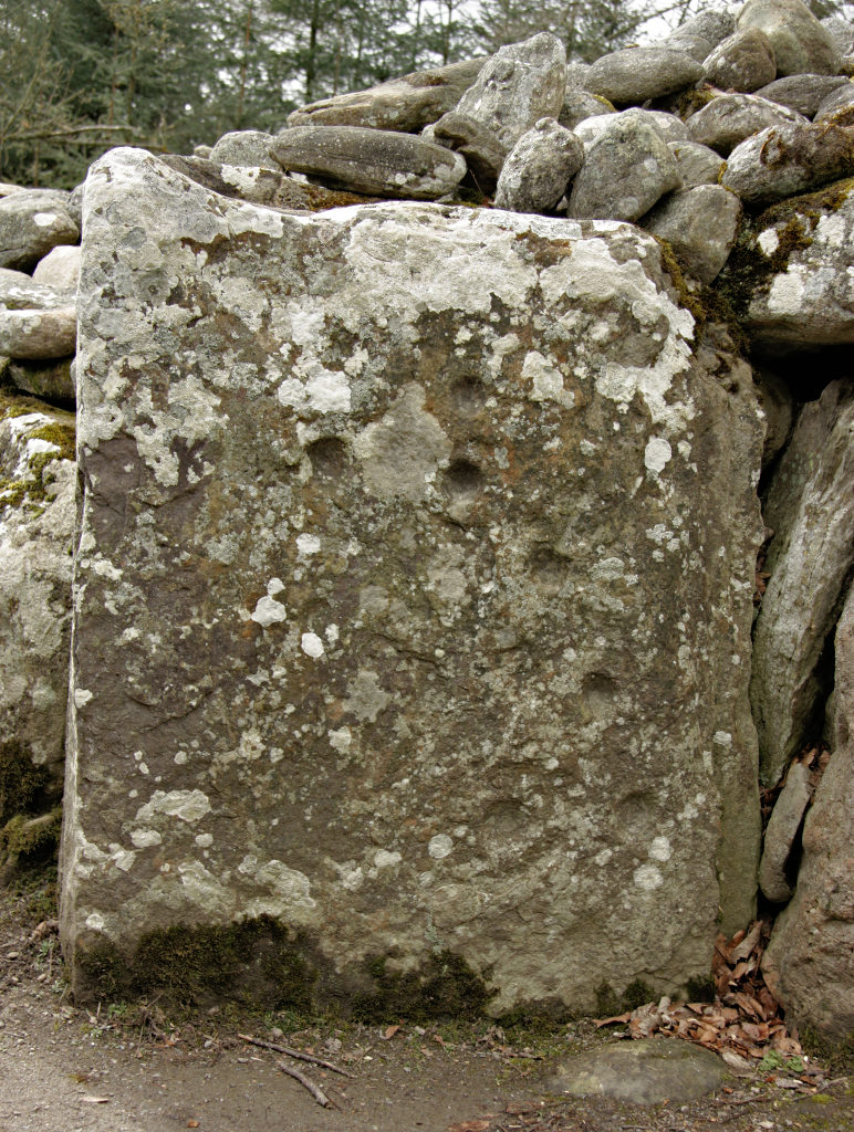 cup-marked stone on passageway of SW cairn farthest from the entrance to the site, 2009 Balnuaran Of Clava Stone Circle, Invernesshire