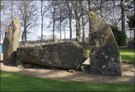 rear of recumbent showing packing stones, 2005 Midmar Kirk Stone Circle, Aberdeenshire