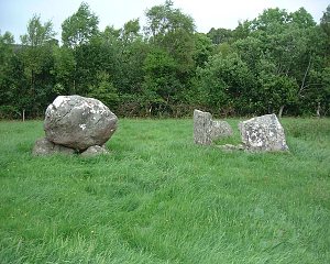 Dolmen (left) and remains of stone circle, 2000 Mill Little Stone Circle, Cork